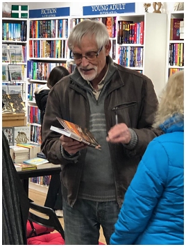 Laurence signing books at ivybridge Bookshop